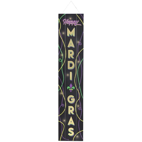 46&#x22; Light-Up Mardi Gras MDF Plank Sign